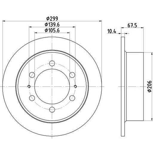 DON 2 x Solid Rear Brake Discs PCD14982