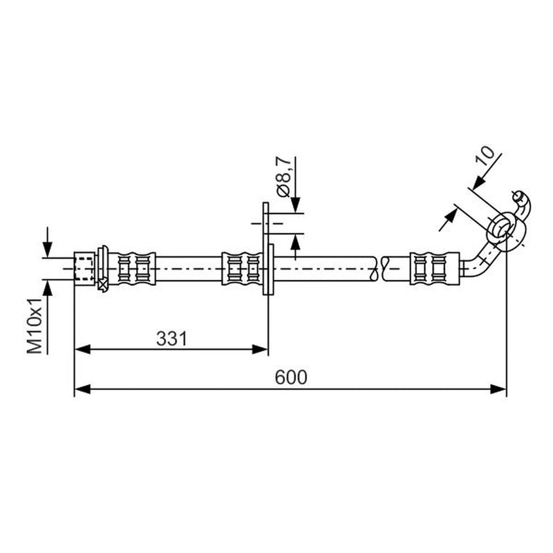 Bosch Brake Hydraulic Hose Line Front Right 1 987 476 106
