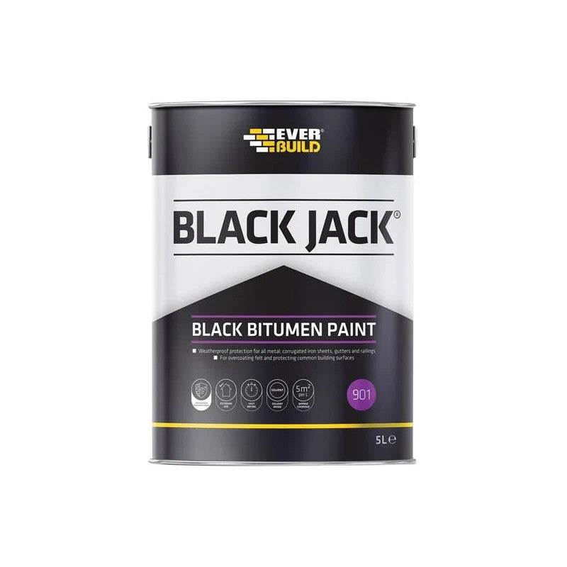 Everbuild Sika Black Jack® 901 Black Bitumen Paint 5 litre - 852659 lifting