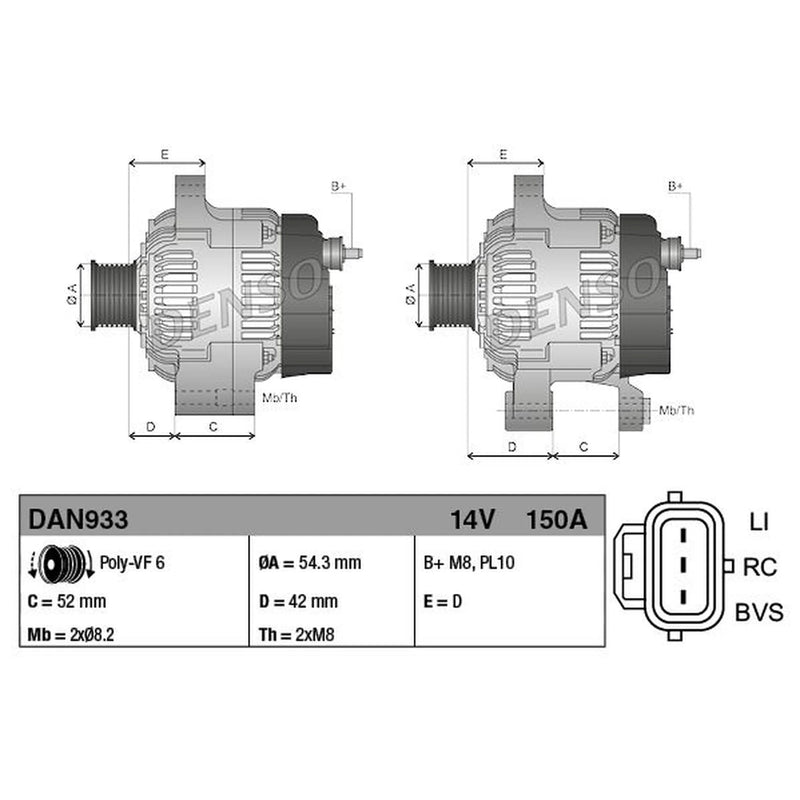 Denso Car Alternator 12V DAN933