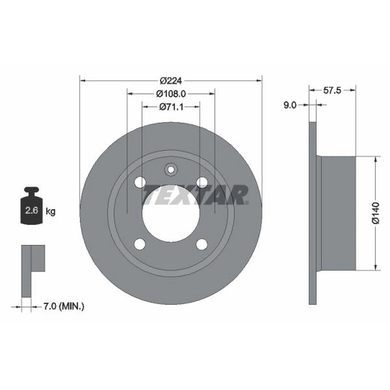 Textar 2 x Rear Brake Discs 92059700