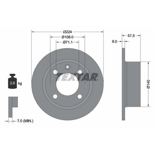 Textar 2 x Rear Brake Discs 92059700