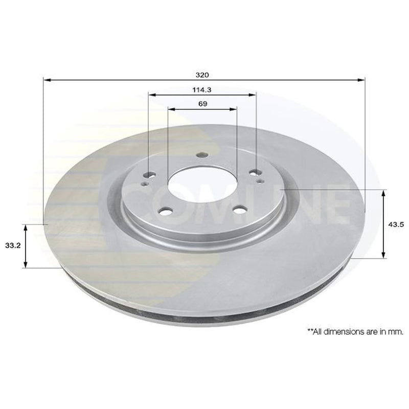 Comline 2 x Internally Vented Front Brake Discs ADC0357V