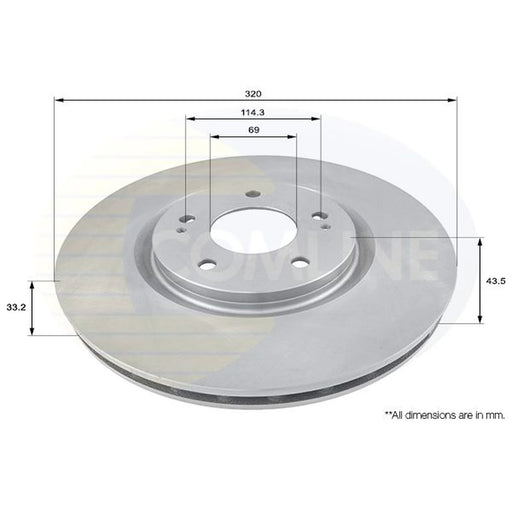 Comline 2 x Internally Vented Front Brake Discs ADC0357V