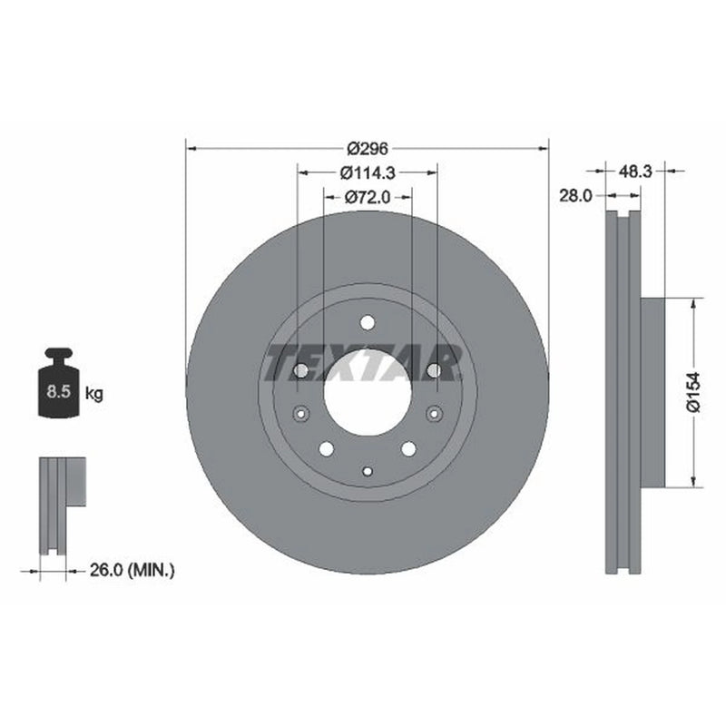 Textar 2 x Internally Vented Front Brake Discs 92180803