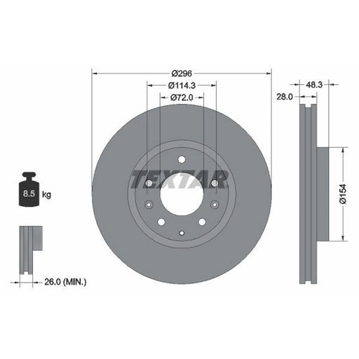Textar 2 x Internally Vented Front Brake Discs 92180803