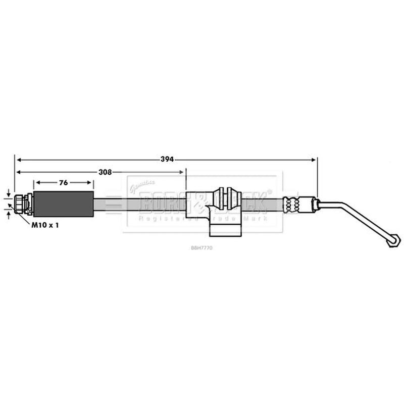 Borg & Beck Brake Hydraulic Hose Line Rear Right BBH7770