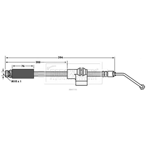 Borg & Beck Brake Hydraulic Hose Line Rear Right BBH7770