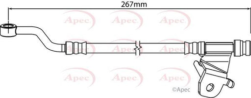 APEC Brake Hose Rear Left N/S Passenger Side 267mm Length Fits Hyundai i20 APEC - Town Parts