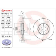 Brembo 2 x Internally Vented Front Brake Discs 09.D216.11