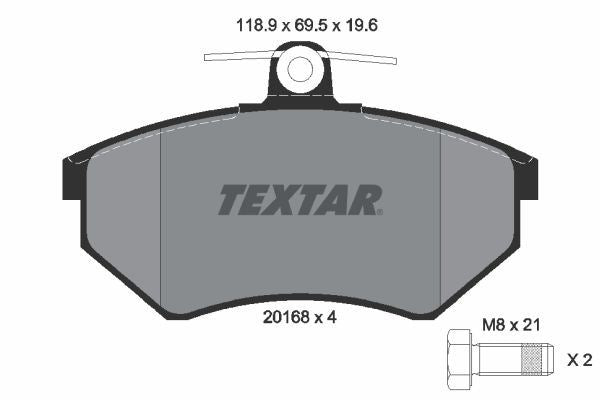 TEXTAR 2016804 Brake Pad Set Front Fits Audi A4 Seat Cordoba Ibiza Inca VW TEXTAR - Town Parts