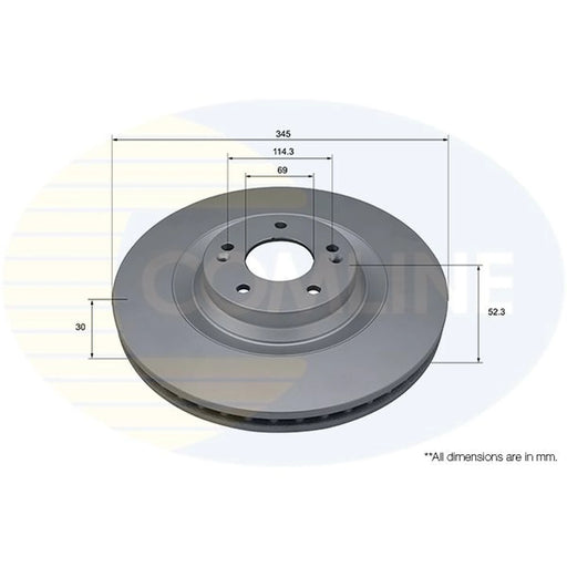 Comline 2 x Internally Vented Front Brake Discs ADC5079V