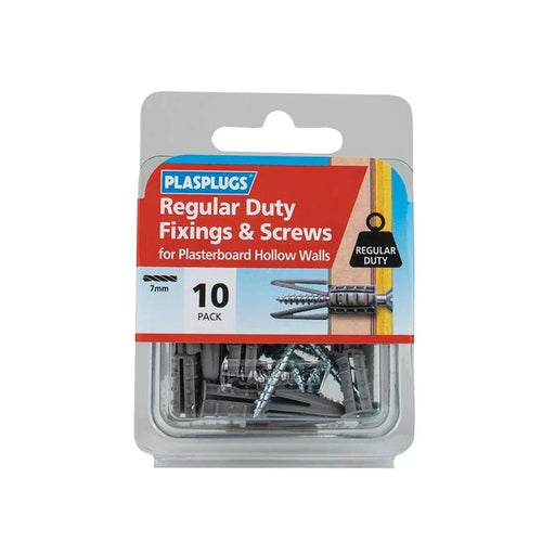 Plasplugs Regular-Duty Fixings & Screws Pack of 10 - HWRS010