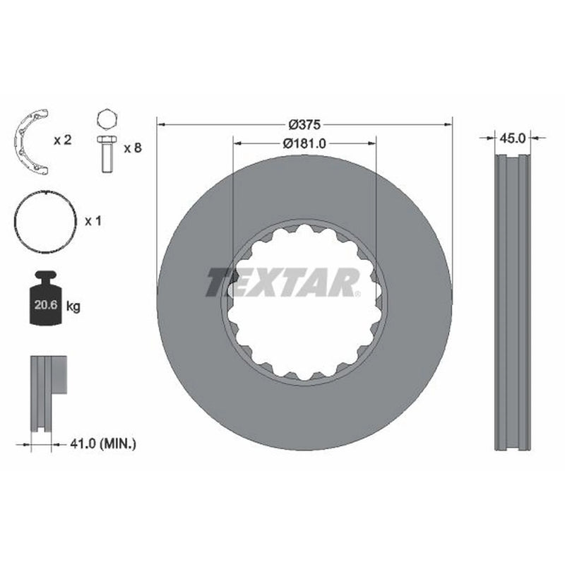Textar 2 x Internally Vented Brake Discs 93322800 OE 85103805 85110494