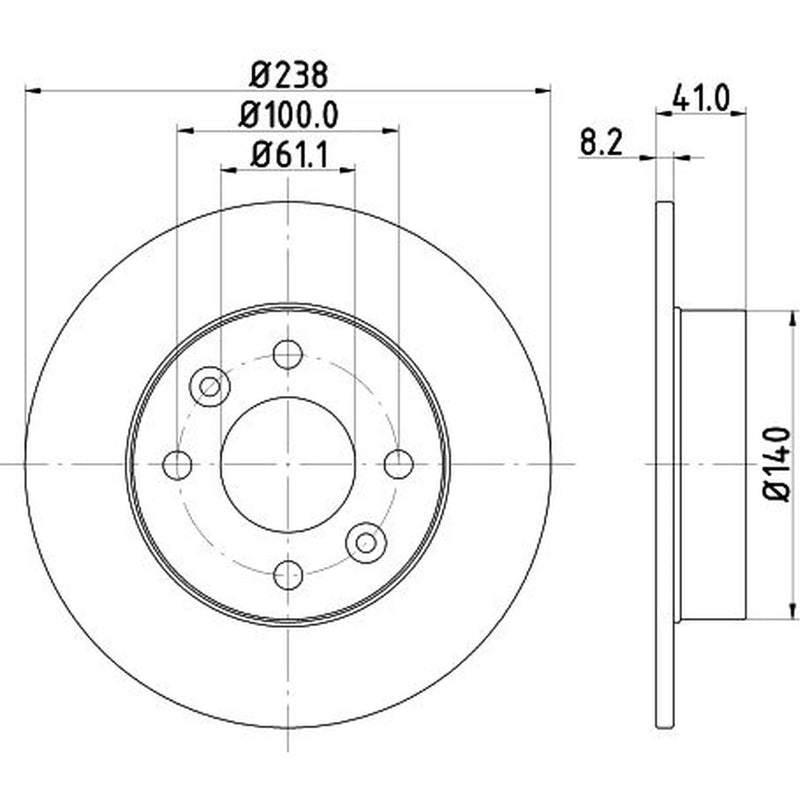 DON 2 x Solid Front Brake Discs PCD12972
