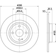 DON 2 x Solid Rear Brake Discs PCD20382