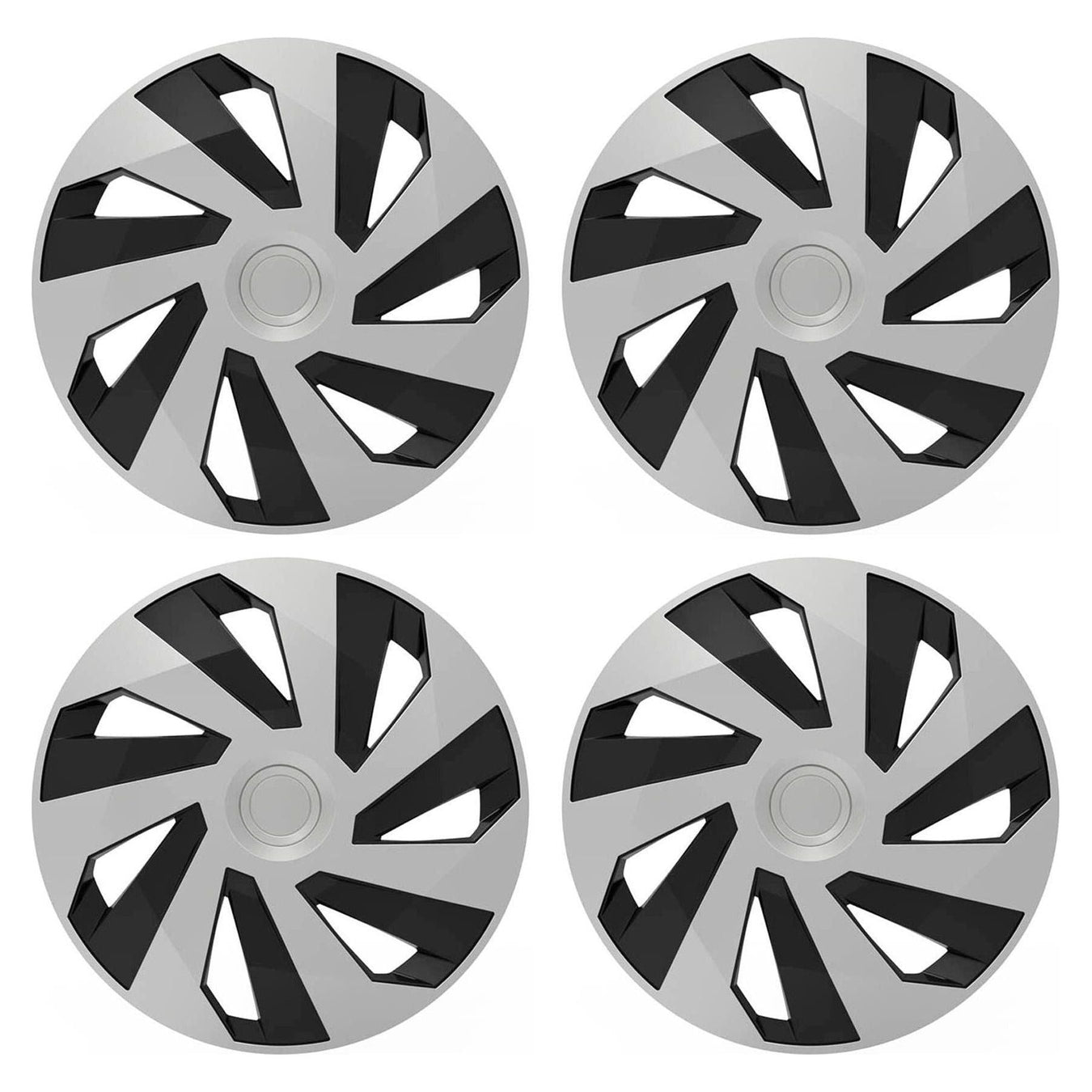 Set of 4 Vector Silver & Black Alloy Look Wheel Trims Hub Caps 16" Protection Versaco  - Town Parts
