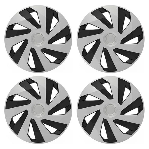 Set of 4 Vector Silver & Black Alloy Look Wheel Trims Hub Caps 16" Protection Versaco  - Town Parts