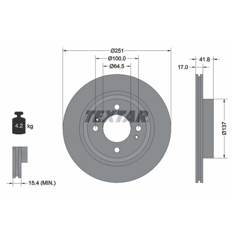 Textar 2 x Vented Front Brake Discs 92278003