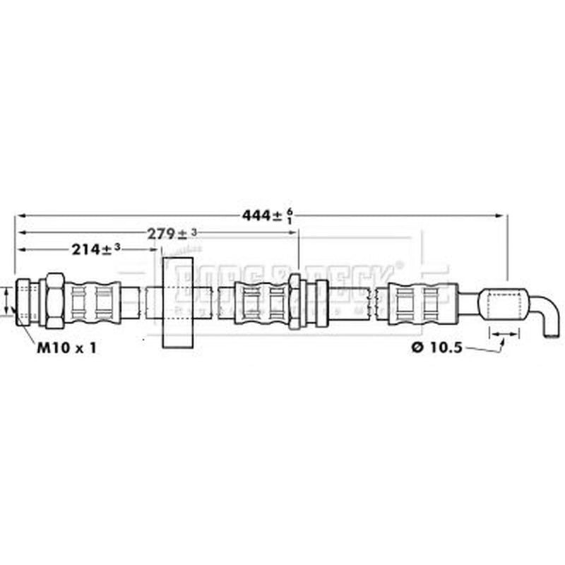 Borg & Beck Brake Hydraulic Hose Line Rear Left BBH7083