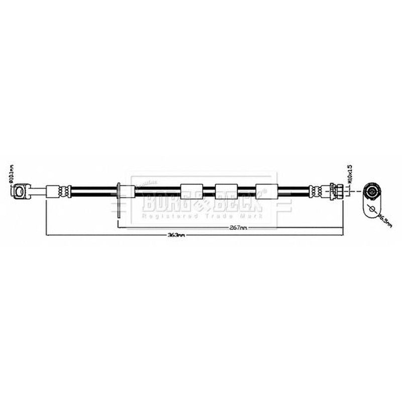 Borg & Beck Brake Hydraulic Hose Line Rear Right BBH8827