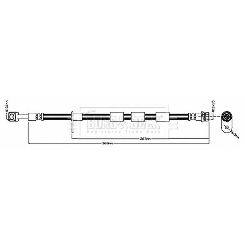 Borg & Beck Brake Hydraulic Hose Line Rear Right BBH8827