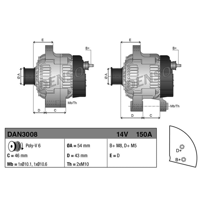 Denso Car Alternator 12V DAN3008