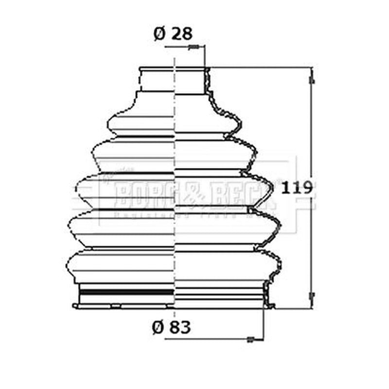Borg & Beck Drive Shaft Bellow Kit Front Right Thermoplast BCB6084