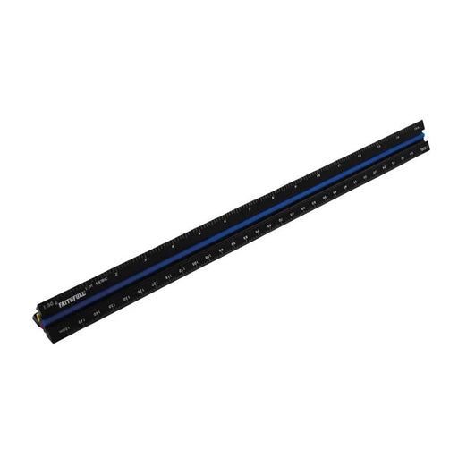 Faithfull Prestige Tri-Scale Architect Rule Black Aluminium 300mm - FAIRULETACNC