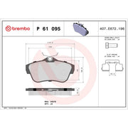 Brembo 4 x Rear Brake Pad Set P61095