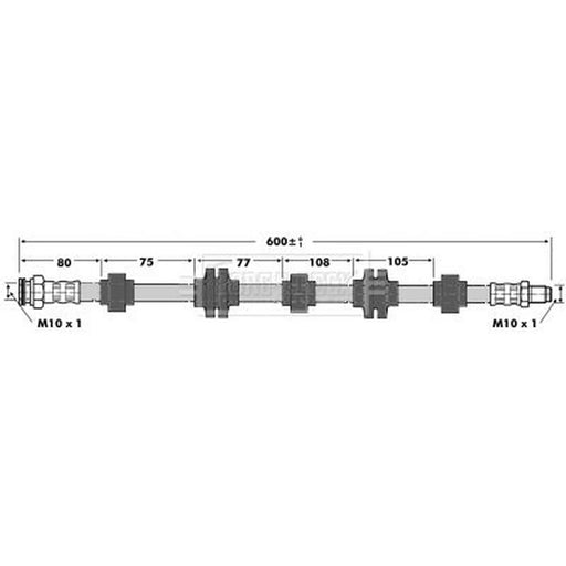 Borg & Beck Brake Hydraulic Hose Line Front Left BBH6758