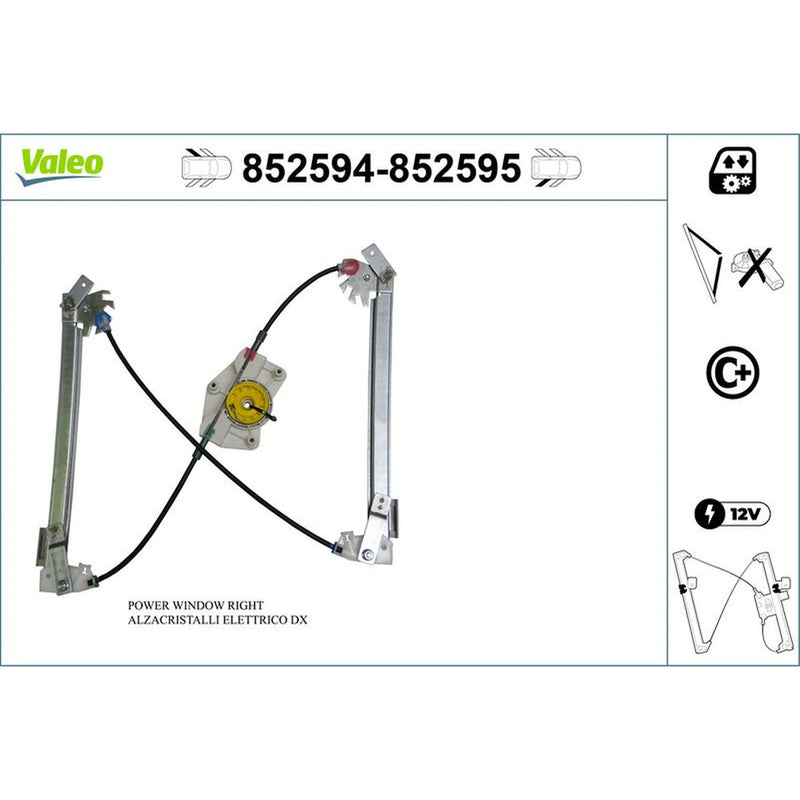 Valeo Electric Window Regulator Lifter Right Rear 852595