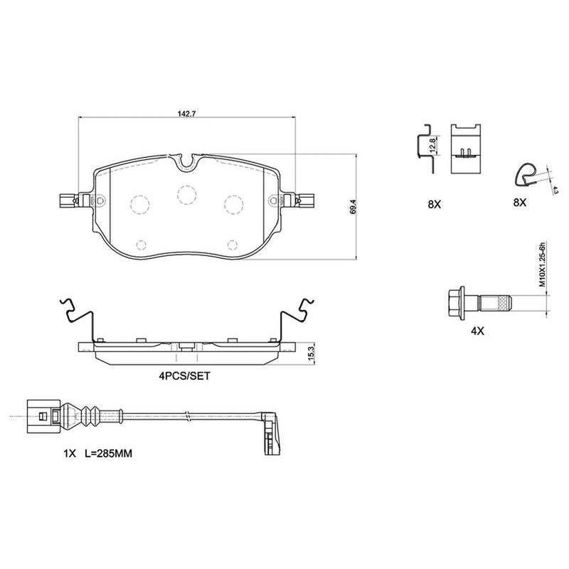 Brembo 4 x Front Brake Pad Set P85192