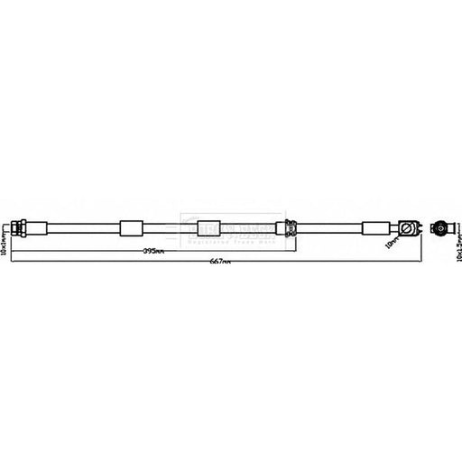 Borg & Beck Brake Hydraulic Hose Line Front Left BBH8380