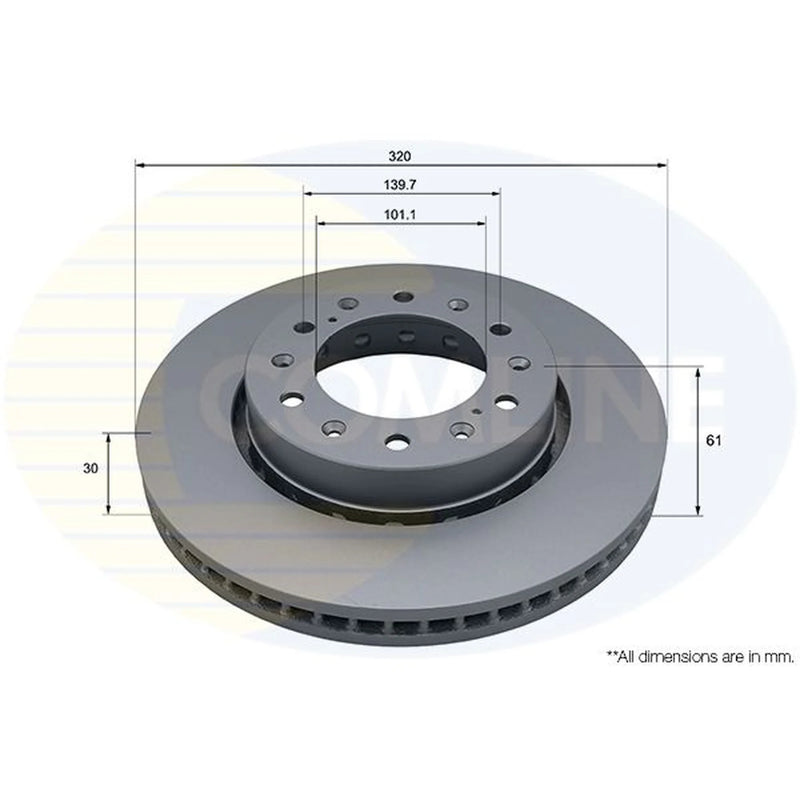 Comline 2 x Internally Vented Front Brake Discs ADC5344V