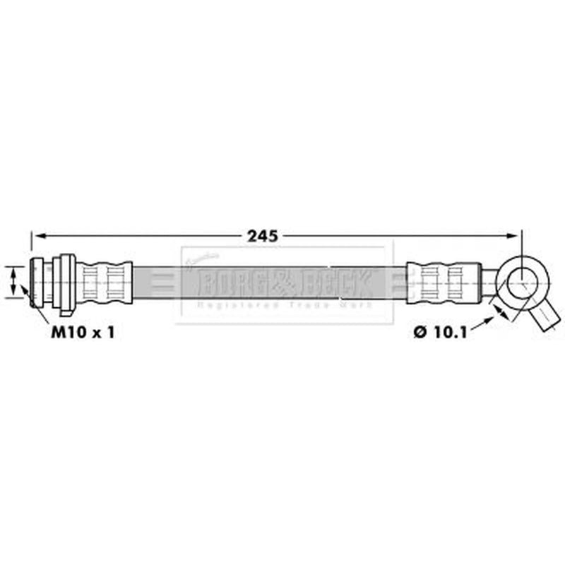 Borg & Beck Brake Hydraulic Hose Line Front Left BBH7165