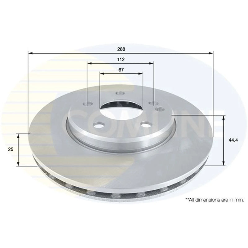 Comline 2 x Internally Vented Front Brake Discs ADC1641V