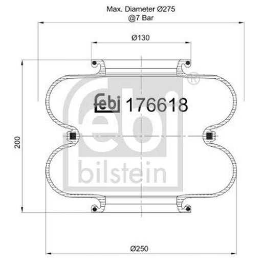 Febi Air Suspension Bellow 250mm 176618