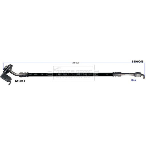 Borg & Beck Brake Hydraulic Hose Line Rear Right BBH9066
