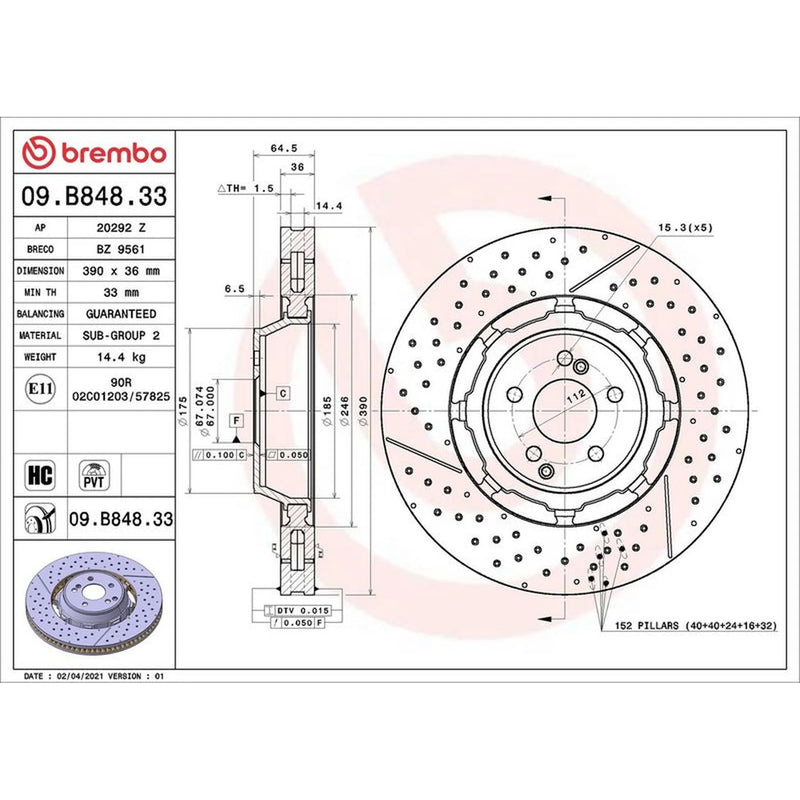 Brembo Aluminium Front Brake Disc Hub Brake Discs 09.B848.33