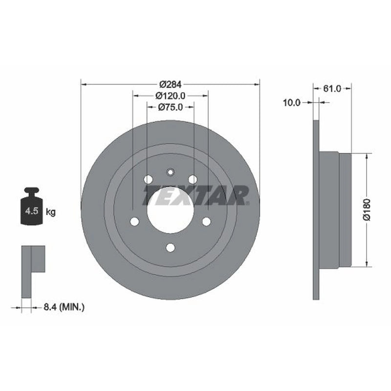 Textar 2 x Solid Rear Brake Discs 92022400