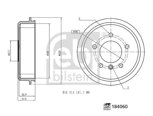 Febi Brake Drum Assembly Rear