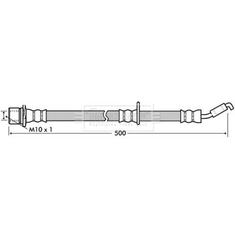 Borg & Beck Brake Hydraulic Hose Line Front Left BBH7344