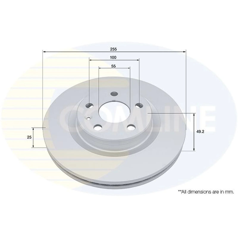 Comline 2 x Internally Vented Front Brake Discs ADC5016V