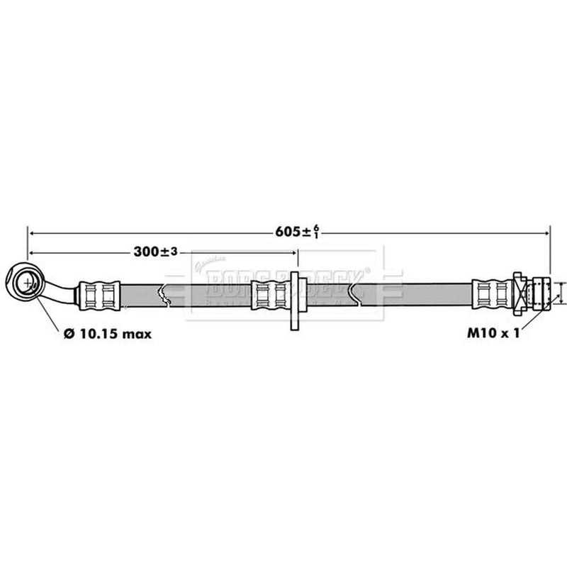 Borg & Beck Brake Hydraulic Hose Line Front Left BBH7440