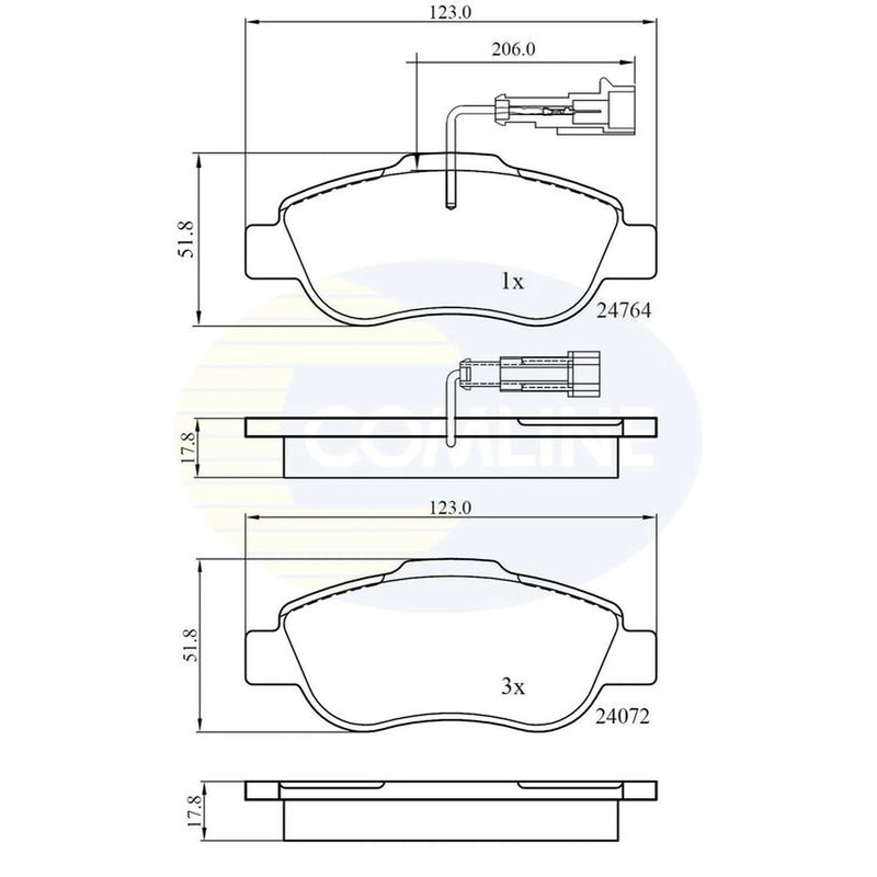 Comline 4 x Front Brake Pad Set CBP11785