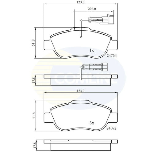 Comline 4 x Front Brake Pad Set CBP11785