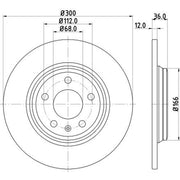 DON 2 x Solid Rear Brake Discs PCD22922