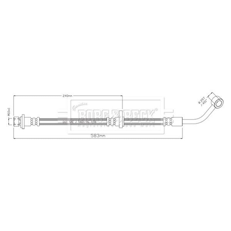 Borg & Beck Brake Hydraulic Hose Line Rear Right BBH8913