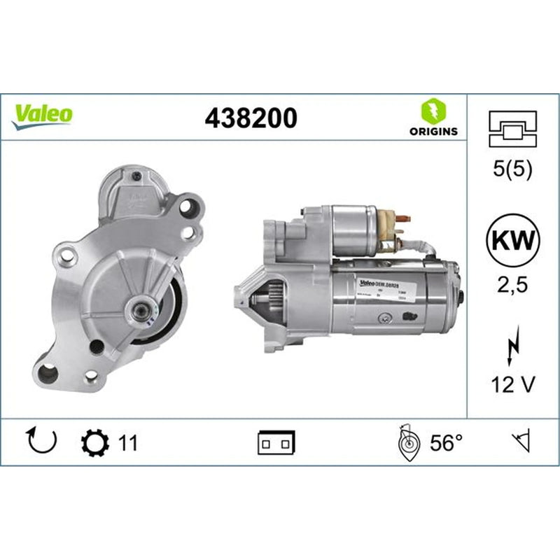 Valeo Starter Motor 12V 2.5kW 11 Teeth 438200
